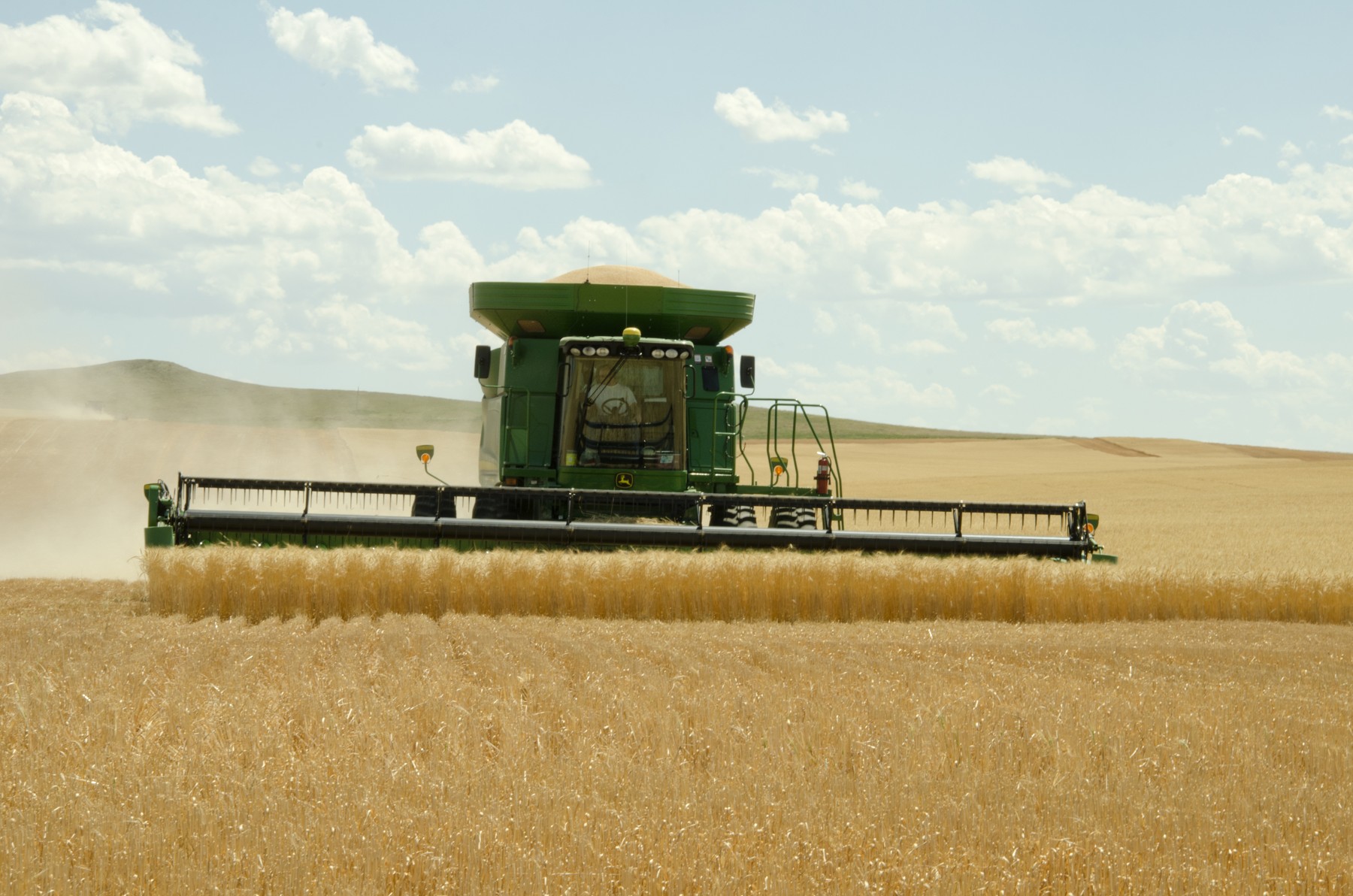 Winter wheat harvest near Beach, North Dakota: productive capability begins with meeting essential needs. Photo: USDA NRCS Montana, 2012; public domain.