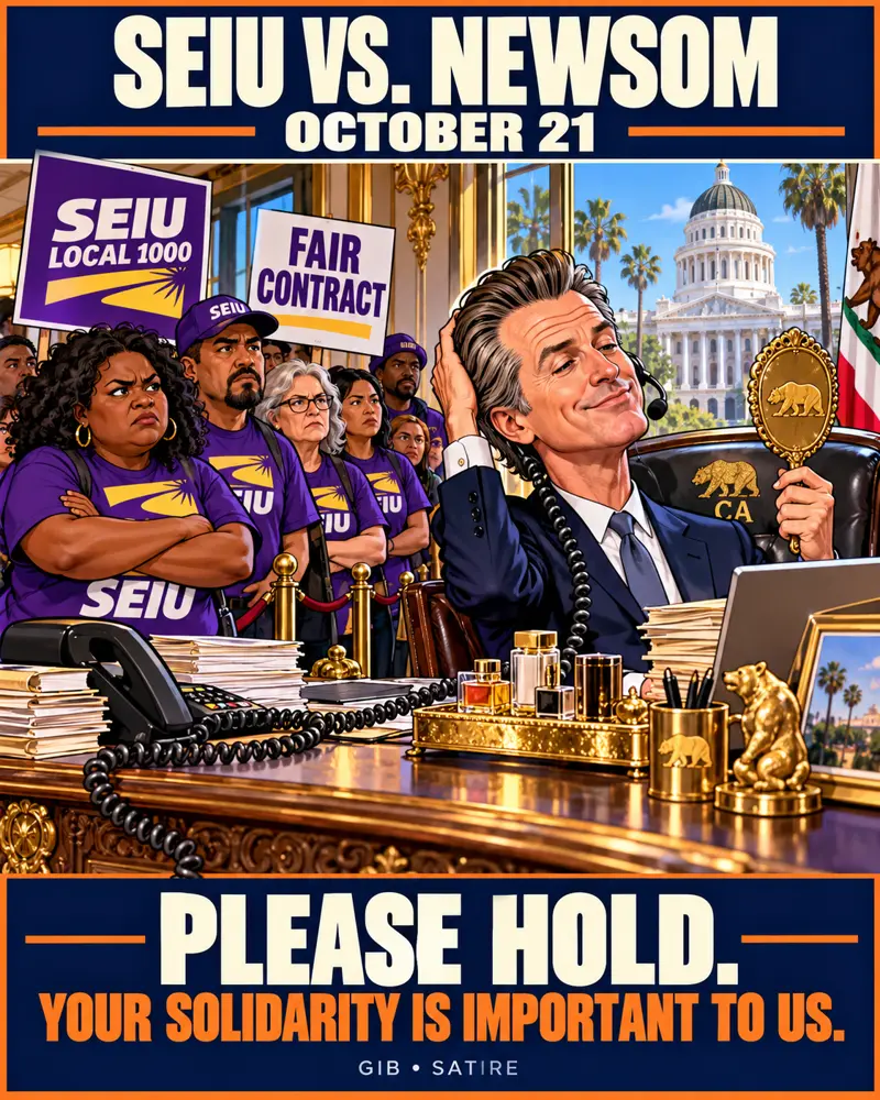 SEIU vs. Newsom — October 21. Please hold. Your solidarity is important to us.