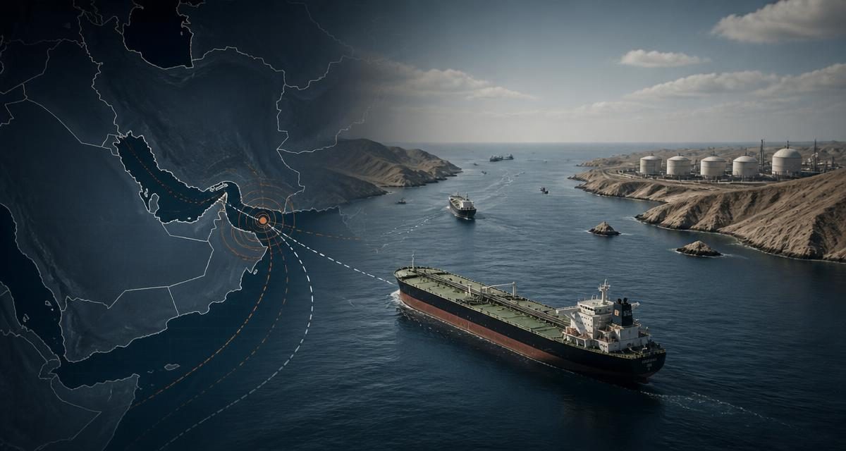 AI-generated editorial graphic for Iran/IRGC Rhetoric: tanker attacks rise while the Strait remains open