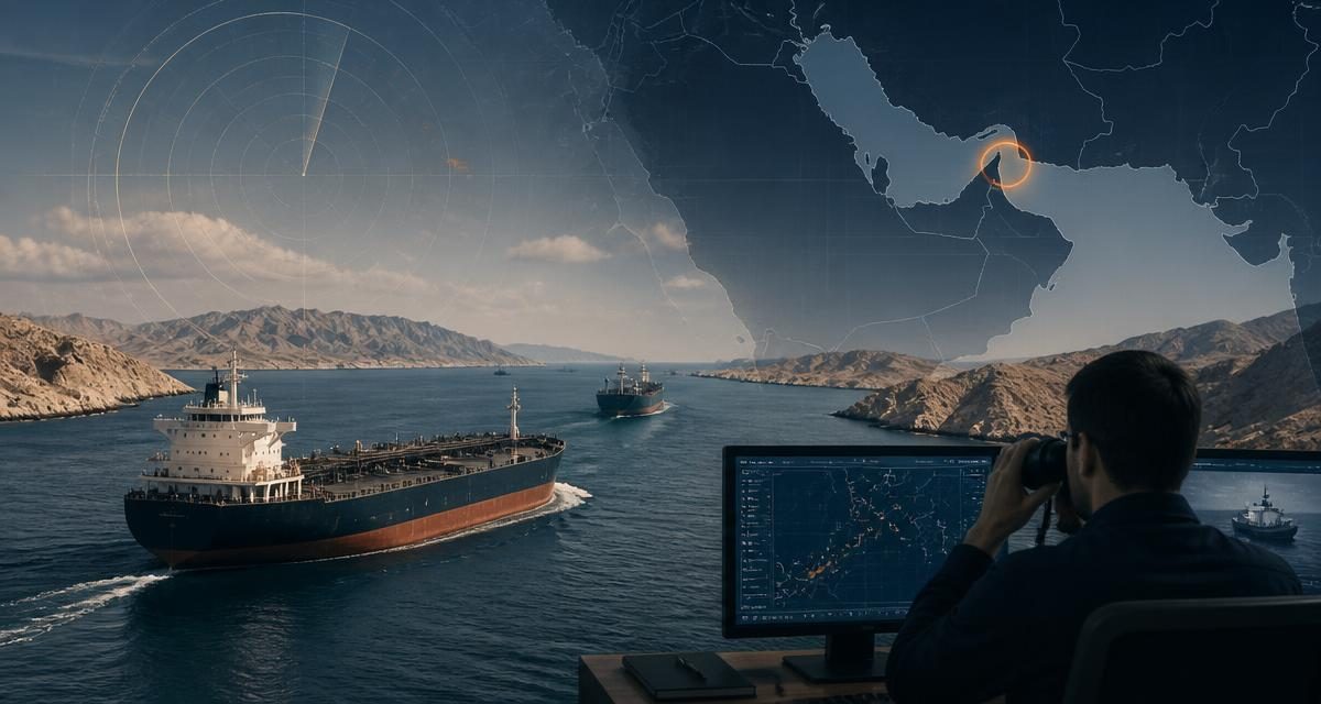 AI-generated editorial graphic for Hormuz tanker incidents continue as U.S. blockade enforcement intensifies