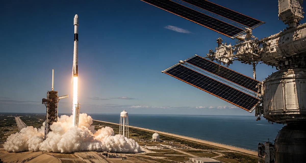 AI-generated editorial graphic for NASA’s 35th SpaceX Resupply Mission Launches With Station Power Hardware