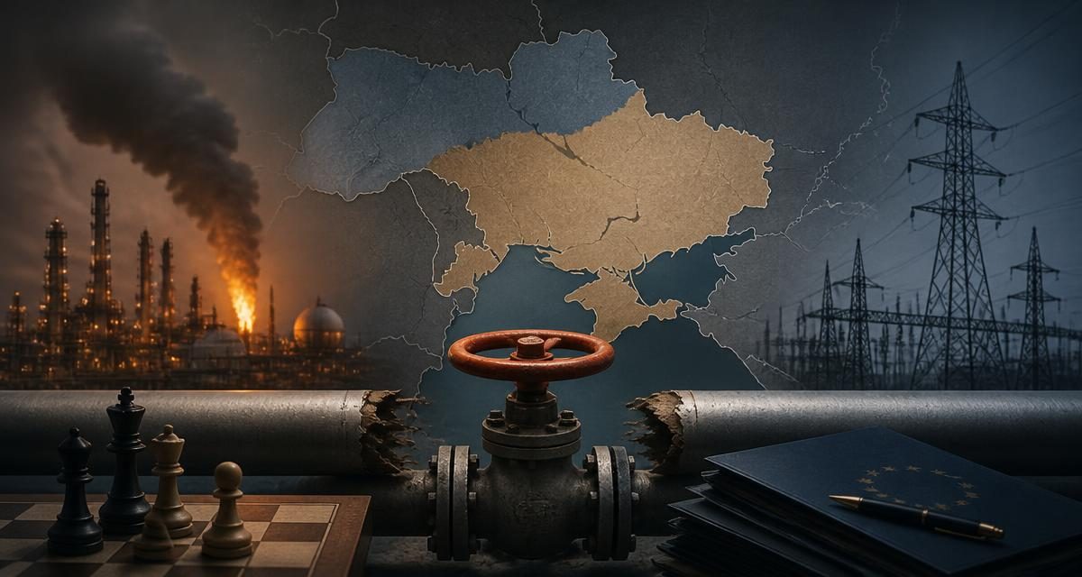 AI-generated editorial graphic for Russia/Ukraine: Reported Strikes Undercut the Claimed Energy Ceasefire