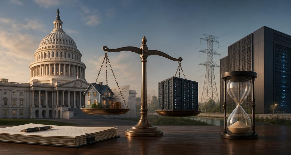 AI-generated editorial graphic for U.S. Congress: Ratepayer Protection Act remains short of Senate consideration