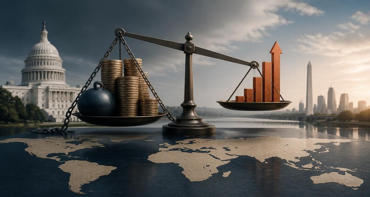 AI-generated editorial graphic for IMF Says Growth Alone Will Not Put U.S. Debt on a Sustainable Path