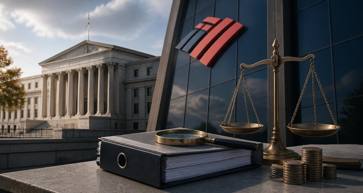 AI-generated editorial graphic for Bank of America faces penalties for failed financial controls
